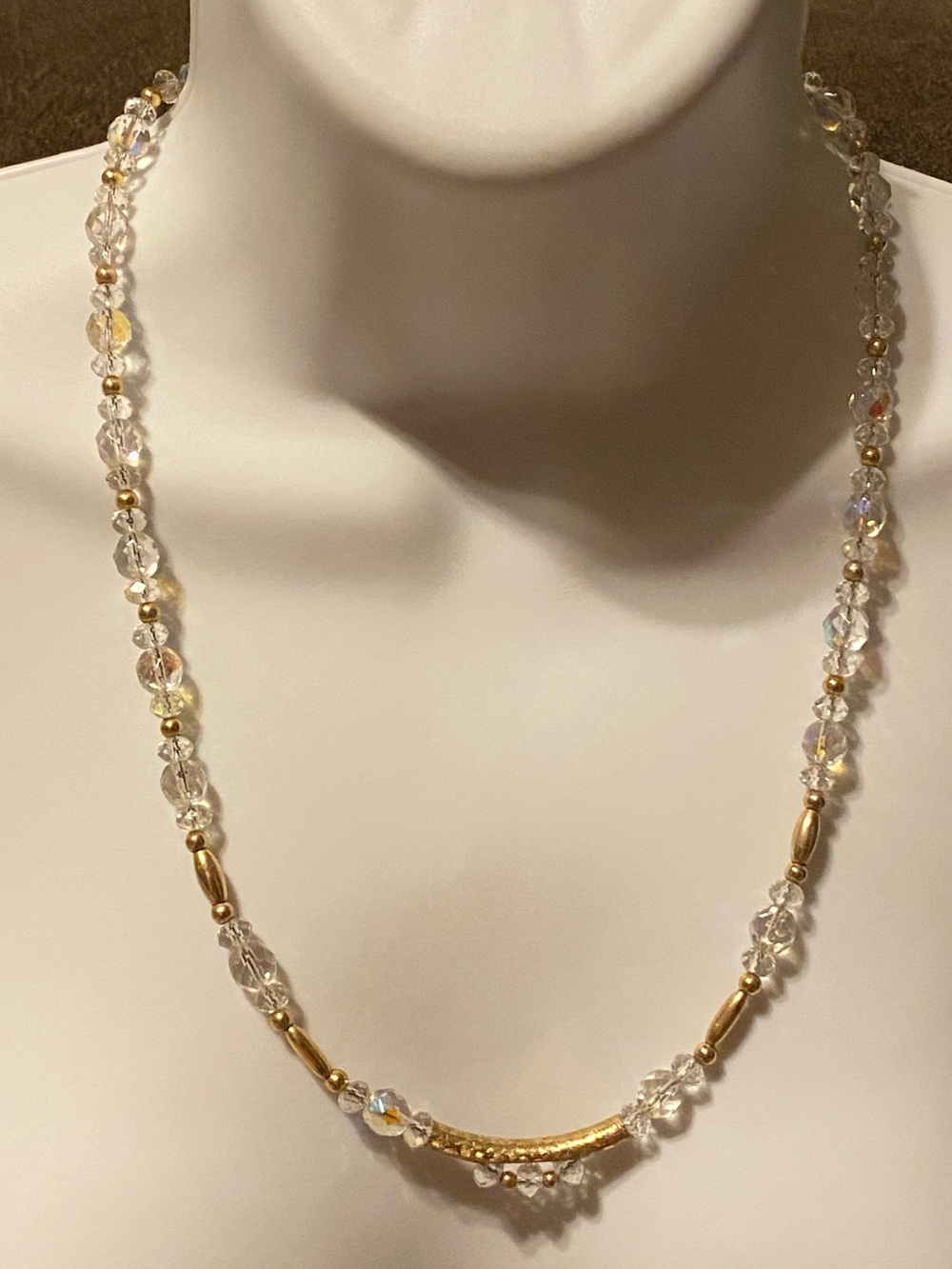 Vintage 1950s 1/20 12 kt Gold Filled Austrian Cut Crystal Bead Necklace MCM